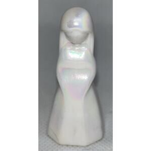 Mosser Glass, Jenny Doll, Iridized White Pearl (white opaque carnival) 1980 2in